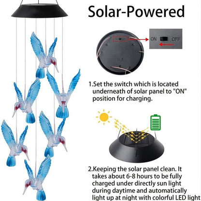 🐦Solar Hummingbird Wind Chimes – Magical Color-Changing Garden Decor