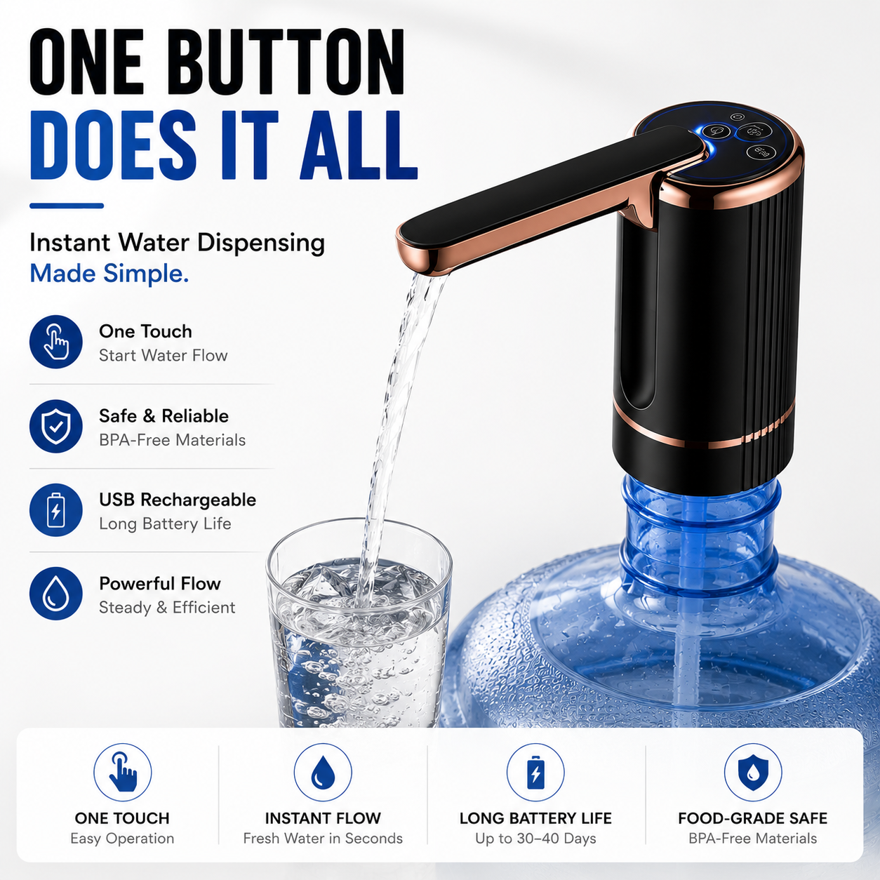 💧Foldable Electric Water Pump | One-Touch Gallon Bottle Dispenser