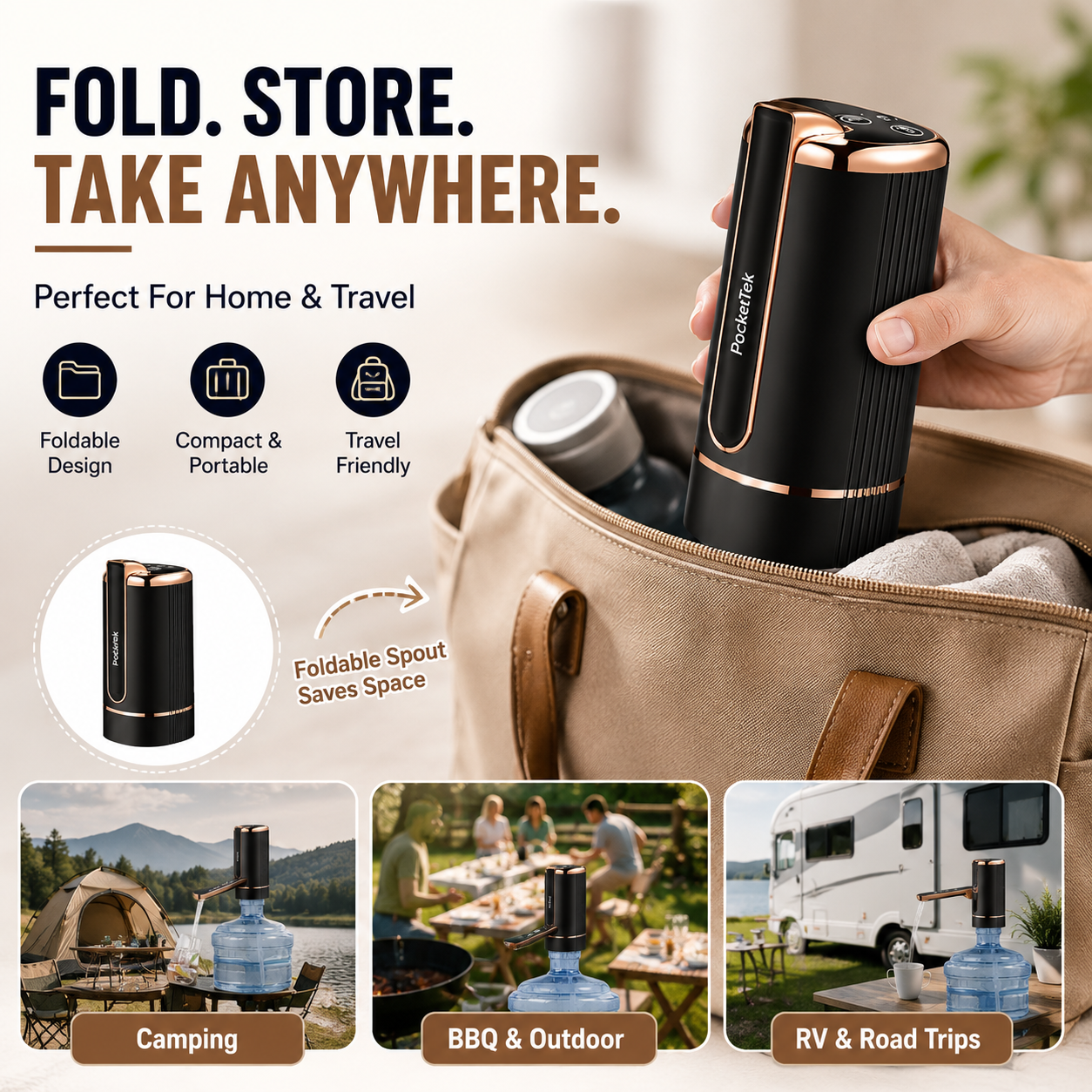 💧Foldable Electric Water Pump | One-Touch Gallon Bottle Dispenser