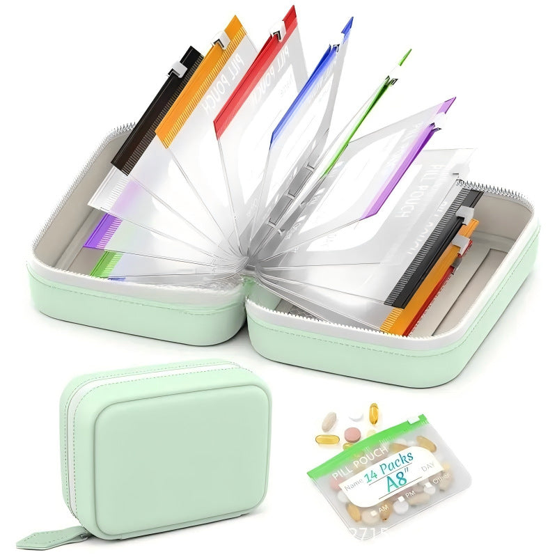 14-Pouch Travel Pill Organizer – Waterproof Medicine & Vitamin Case
