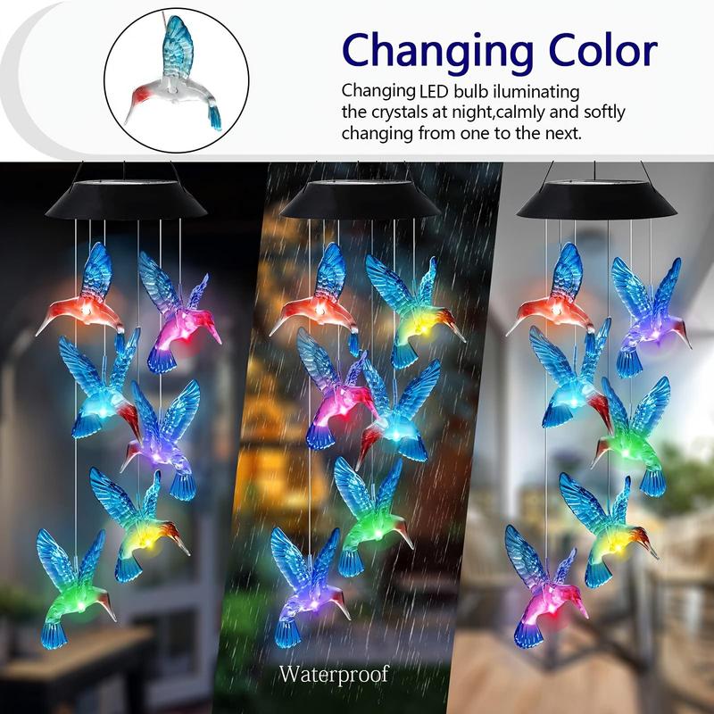 🐦Solar Hummingbird Wind Chimes – Magical Color-Changing Garden Decor