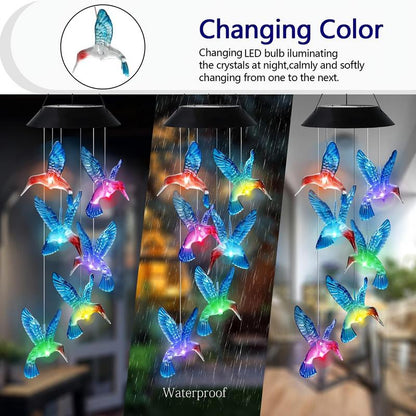 🐦Solar Hummingbird Wind Chimes – Magical Color-Changing Garden Decor