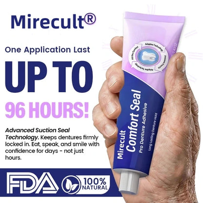🔥 LIMITED SPECIAL OFFER 🔥 Mirecult® Comfort Seal Pro Denture Adhesive🦷💜FDA Certified (Clinically Proven 96- Hour Lock Hold for Secure, Comfortable & Zinc-Free Denture Fit)