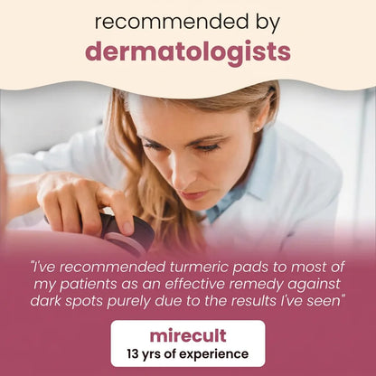 mirecult Brightening Turmeric & Kojic Acid Pads With anti-aging, hydrating, firming, lifting, skin-repairing, and spot-correcting benefits for a more even, clearer complexion.