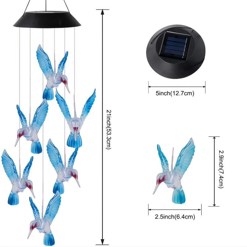 🐦Solar Hummingbird Wind Chimes – Magical Color-Changing Garden Decor
