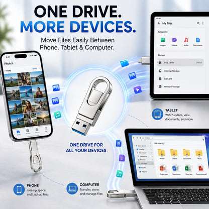 3-in-1 USB Flash Drive – Free Up Space & Move Files Fast
