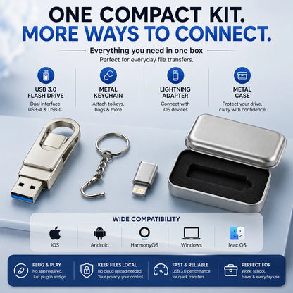 3-in-1 USB Flash Drive – Free Up Space & Move Files Fast