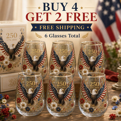 🦅Patriotic Eagle 250th Anniversary-Inspired Glass Tumbler