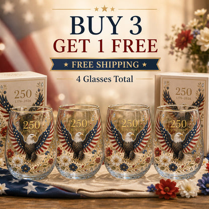 🦅Patriotic Eagle 250th Anniversary-Inspired Glass Tumbler