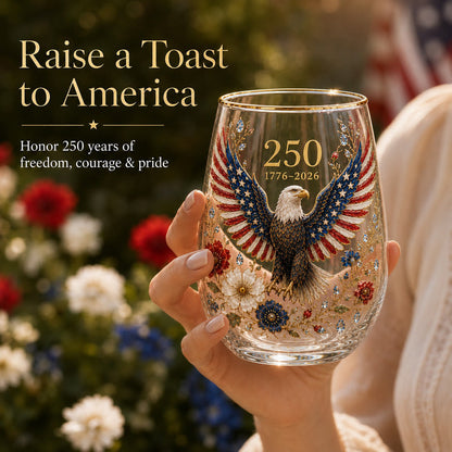 🦅Patriotic Eagle 250th Anniversary-Inspired Glass Tumbler