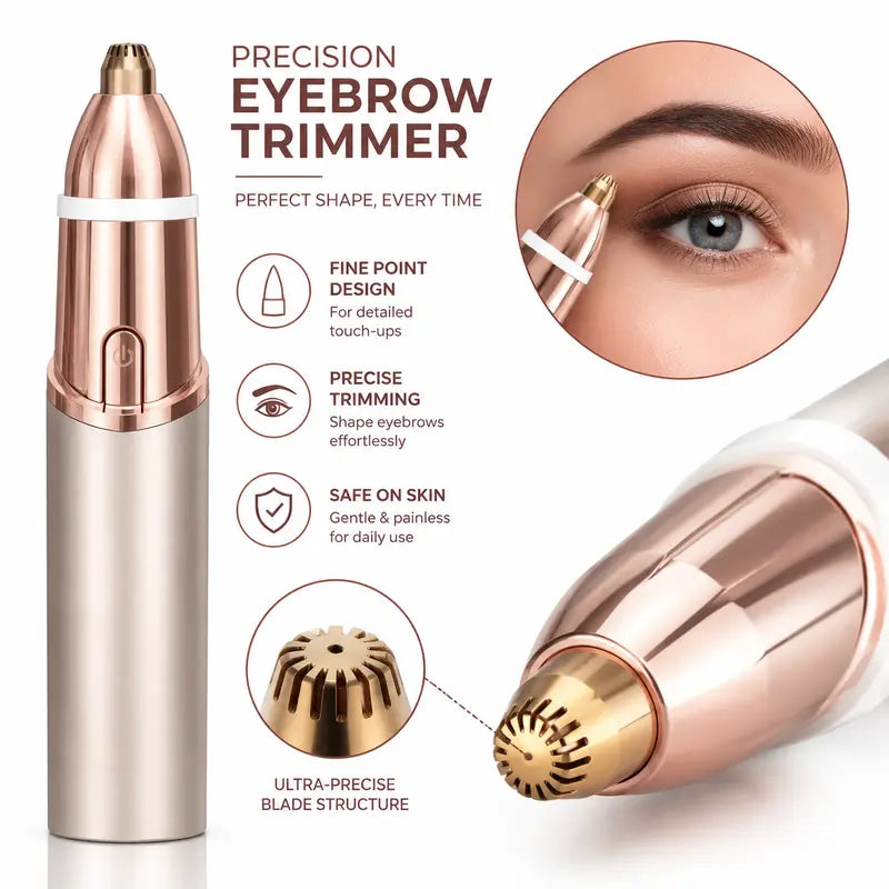 2-in-1 Women's Facial & Eyebrow Hair Trimmer | Rechargeable Painless Face Razor & Precision Eyebrow Shaper