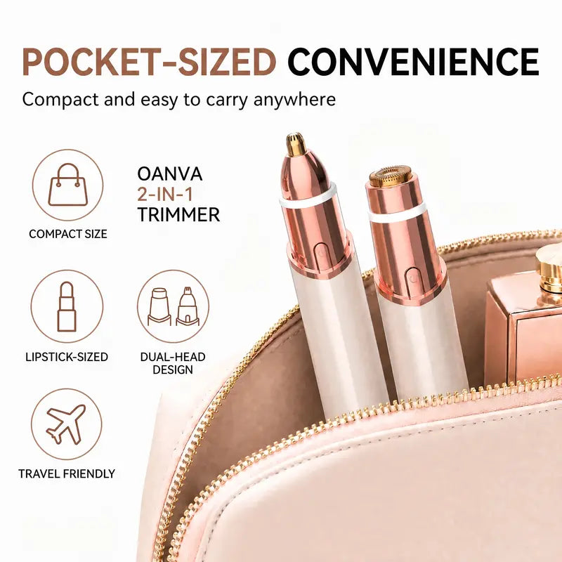 2-in-1 Women's Facial & Eyebrow Hair Trimmer | Rechargeable Painless Face Razor & Precision Eyebrow Shaper