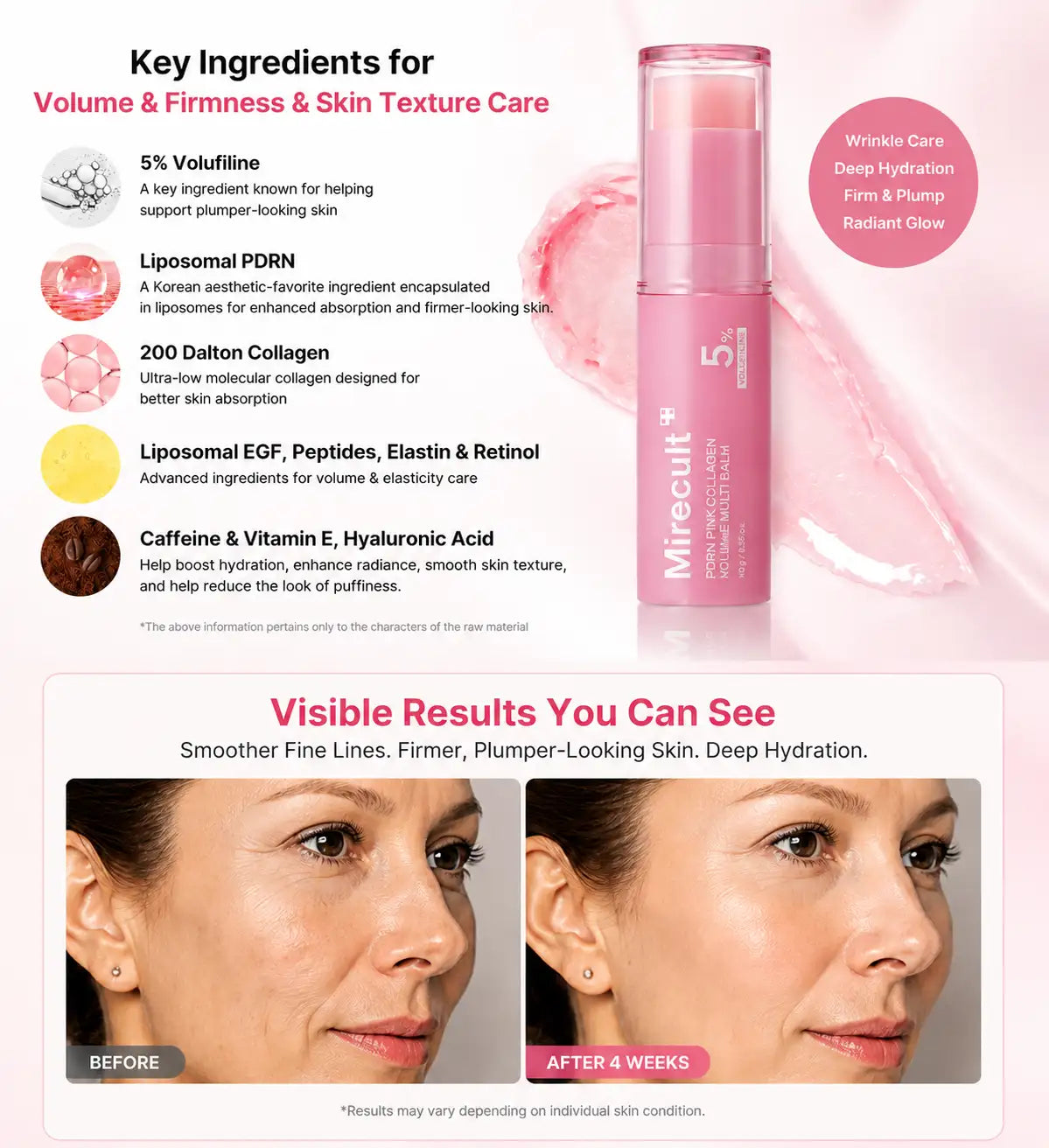Mirecult🔥Pink Collagen Volume Multi Balm | Reduces fine lines and fights aging.