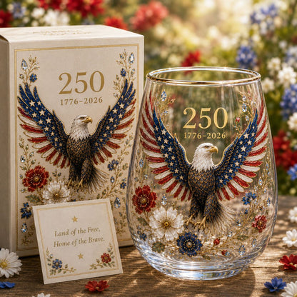 🦅Patriotic Eagle 250th Anniversary-Inspired Glass Tumbler